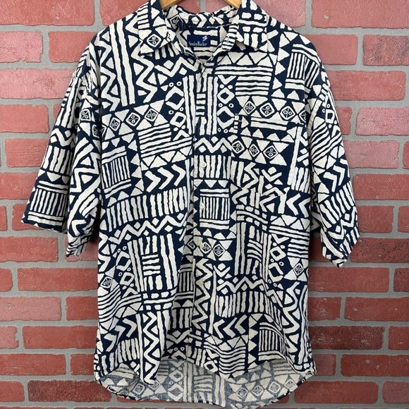 Stanley Blacker Other - Vintage Hawaiian Shirt Mens Large Stanley Blacker Blue Short Sleeve Casual Beach